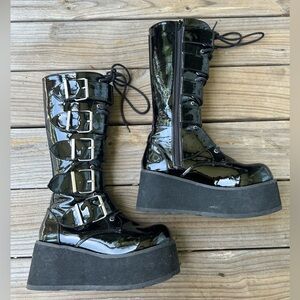 Demonia Trashville-518 PVC Knee-Length Platform Boots